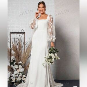 SHEIN belle contrast mesh lantern sleeve